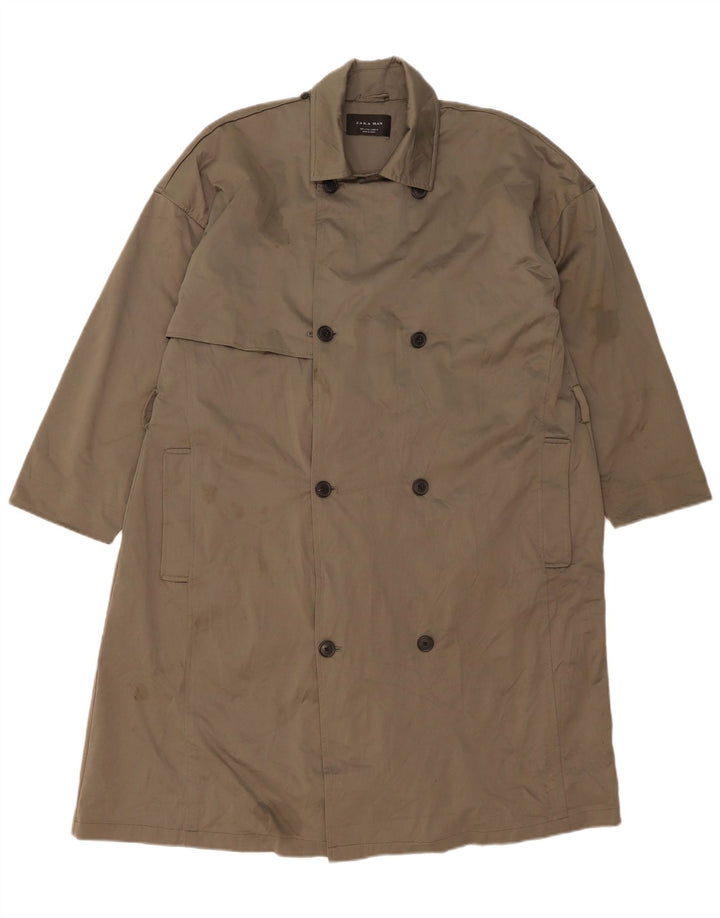 Zara Herren Trenchcoat UK 36 Small Khaki Polyester