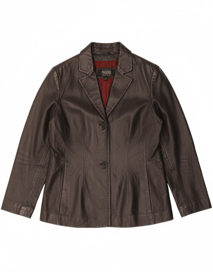 WILSONS Womens 2 Button Leather Blazer Jacket UK 16 Large Black Leather Vintage Wilsons and Second-Hand Wilsons from Messina Hembry 