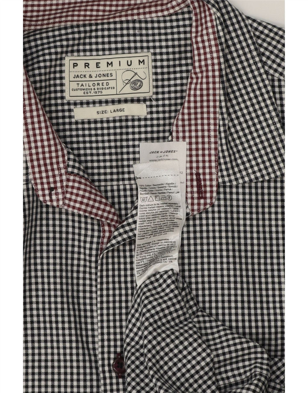 Jack & Jones Herrenhemd, groß, weiße Gingham-Baumwolle