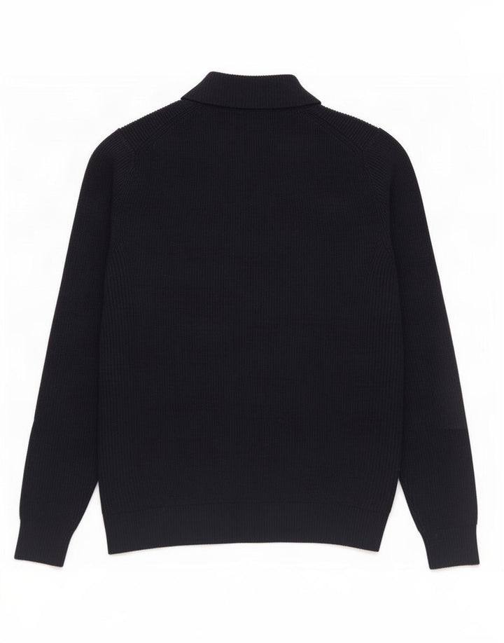 Marks & Spencer Herren-Pullover mit Reißverschluss am Hals, mittelblaues Polyester