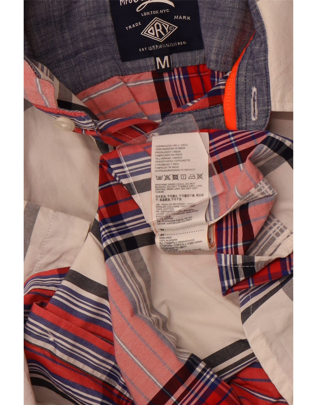 SUPERDRY Herren-Kurzarmhemd mit normaler Passform, mittelrot karierte Baumwolle