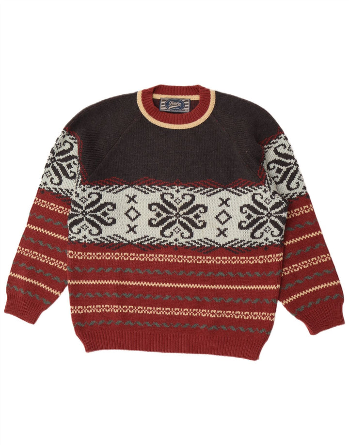 Lemon Herren-Pullover mit Rundhalsausschnitt, XL, mehrfarbige Fair-Isle-Wolle