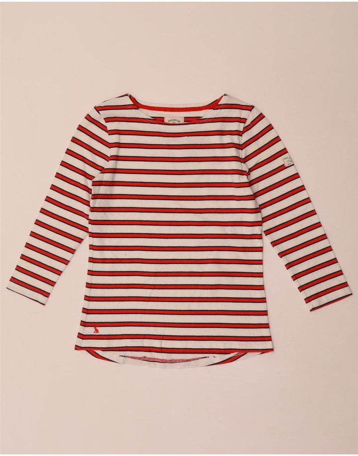 Joules Damen-Top, 3/4-Ärmel, UK-Größe 8, Größe S, weiß, gestreift, Baumwolle
