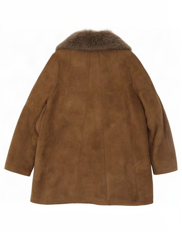 Vintage Damen Shearling Jacke EU 46 XL Braun