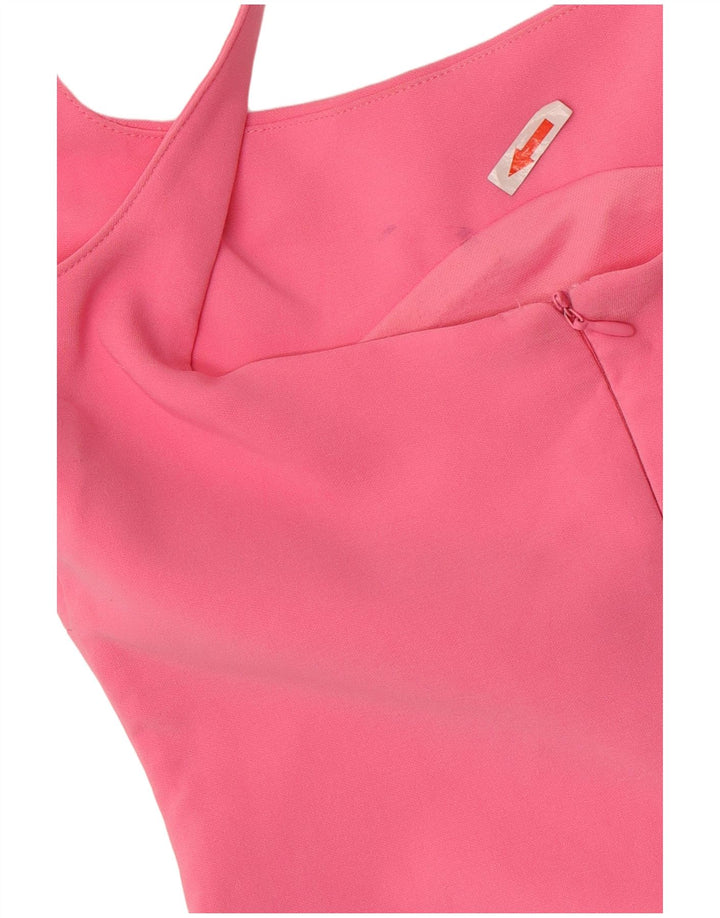 Zara Damen Ärmelloses, figurbetontes Kleid UK 12 Mittelrosa Polyester