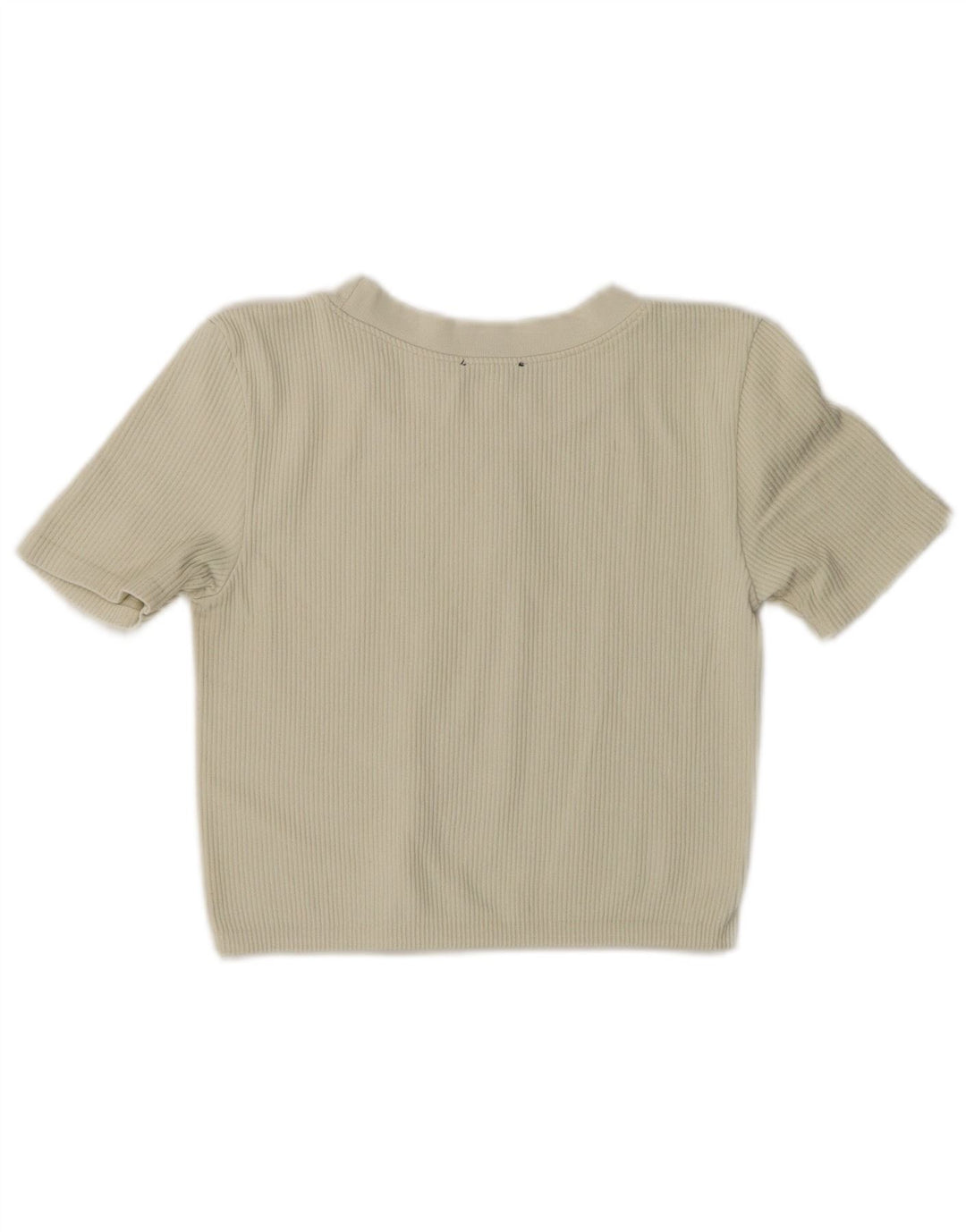 Zara Damen Crop T-Shirt Top UK 12 Medium Off White Nylon