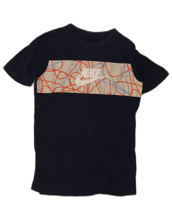 Nike Jungen Grafik-T-Shirt-Oberteil, 6–7 Jahre, XS, Marineblau, Farbblock