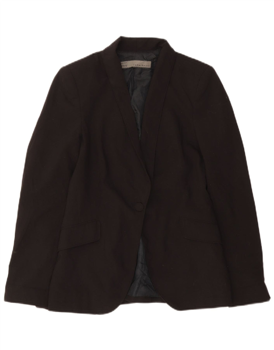Zara Damen 1-Knopf-Blazerjacke UK 10 Small Schwarz Polyester