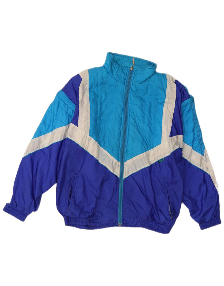 Vintage Herren-Trainingsanzug-Top-Jacke, klein, blau, Farbblock