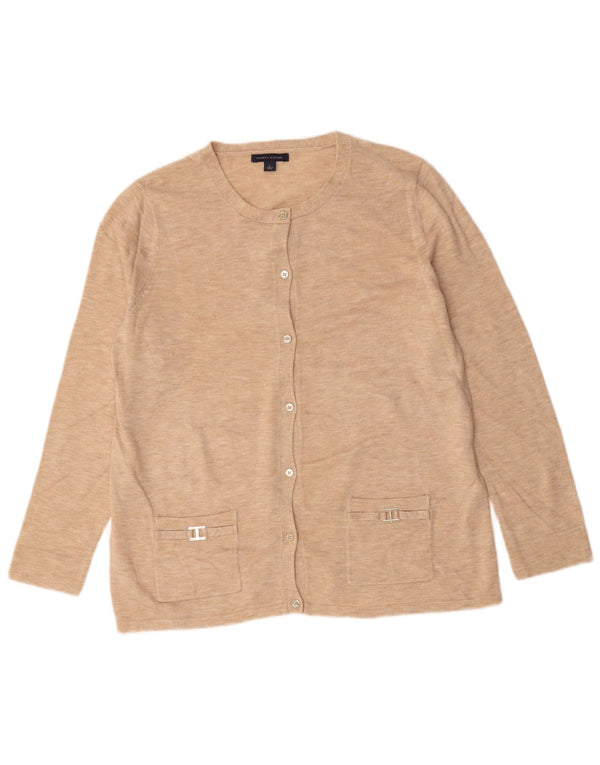 Tommy Hilfiger Damen-Cardigan-Pullover UK 16 Large Beige Acryl