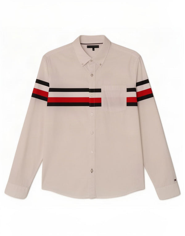 Tommy Hilfiger Hemd für Jungen, 13–14 Jahre, weiß gestreift, Baumwolle