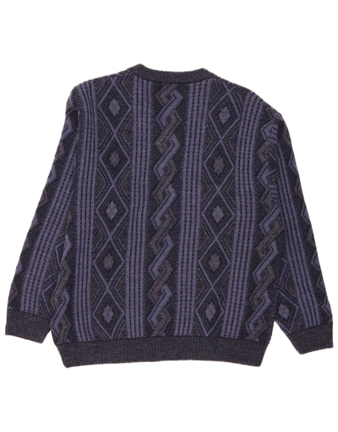 Naramaglie Herren-Pullover mit V-Ausschnitt, mittleres Marineblau, geometrisches Acryl