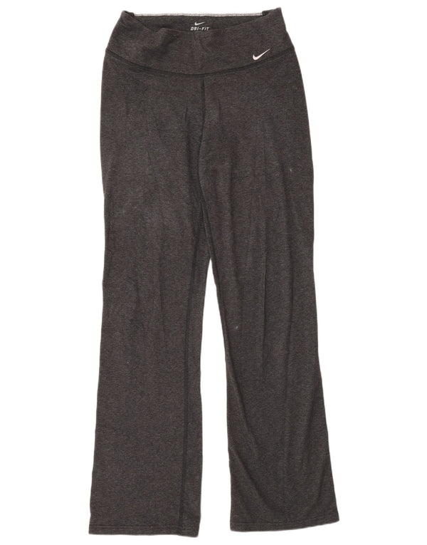 Nike Damen Dri Fit Trainingshose UK 10 Small Graue Colourblock-Baumwolle