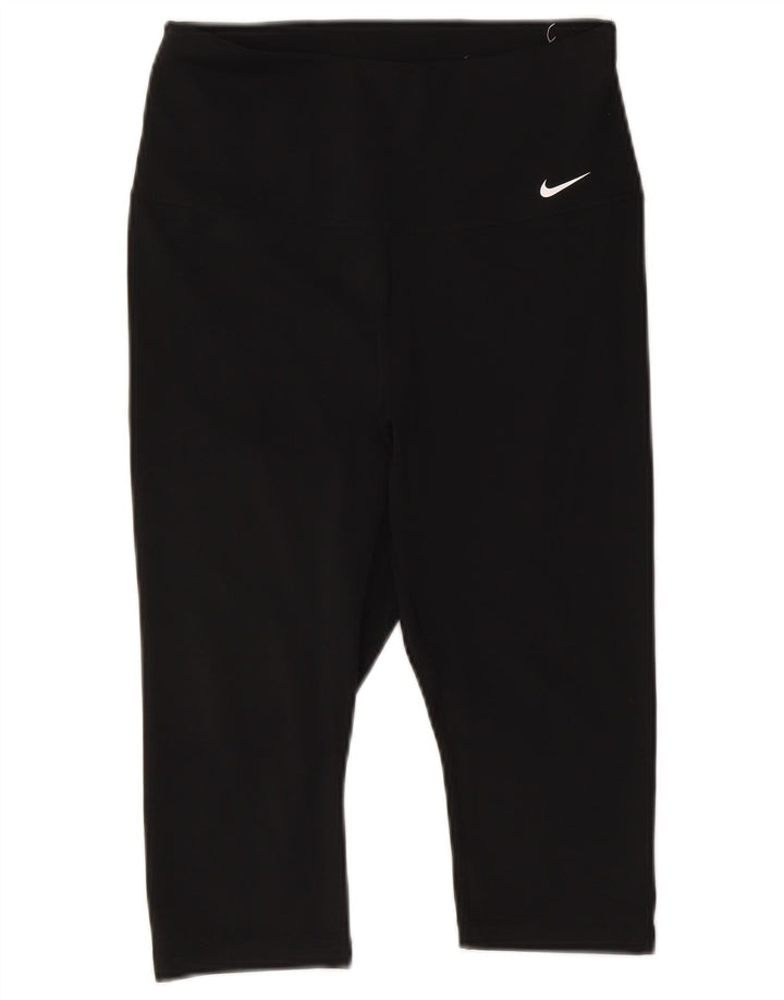 Nike Damen Dri Fit Capri Leggings UK 12 Medium Schwarz Polyester