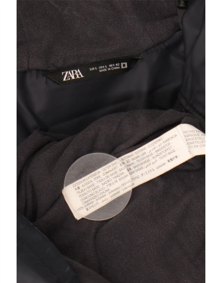 ZARA Herren-Windbreaker-Mantel mit Kapuze, Gr. 40, groß, marineblau, Polyester