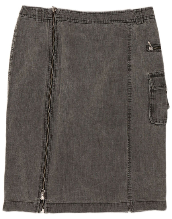 Laura Ashley Damen Denim-Cargorock UK 10 Small W28 Graue Baumwolle