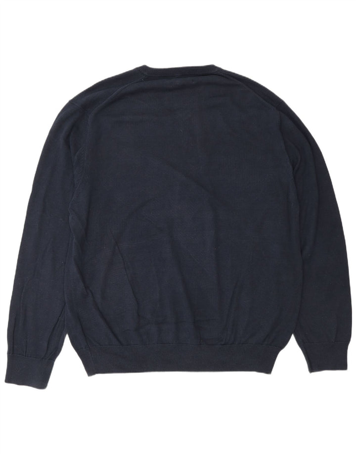 Marks & Spencer Herren-Pullover mit V-Ausschnitt, 2XL, marineblaue Baumwolle