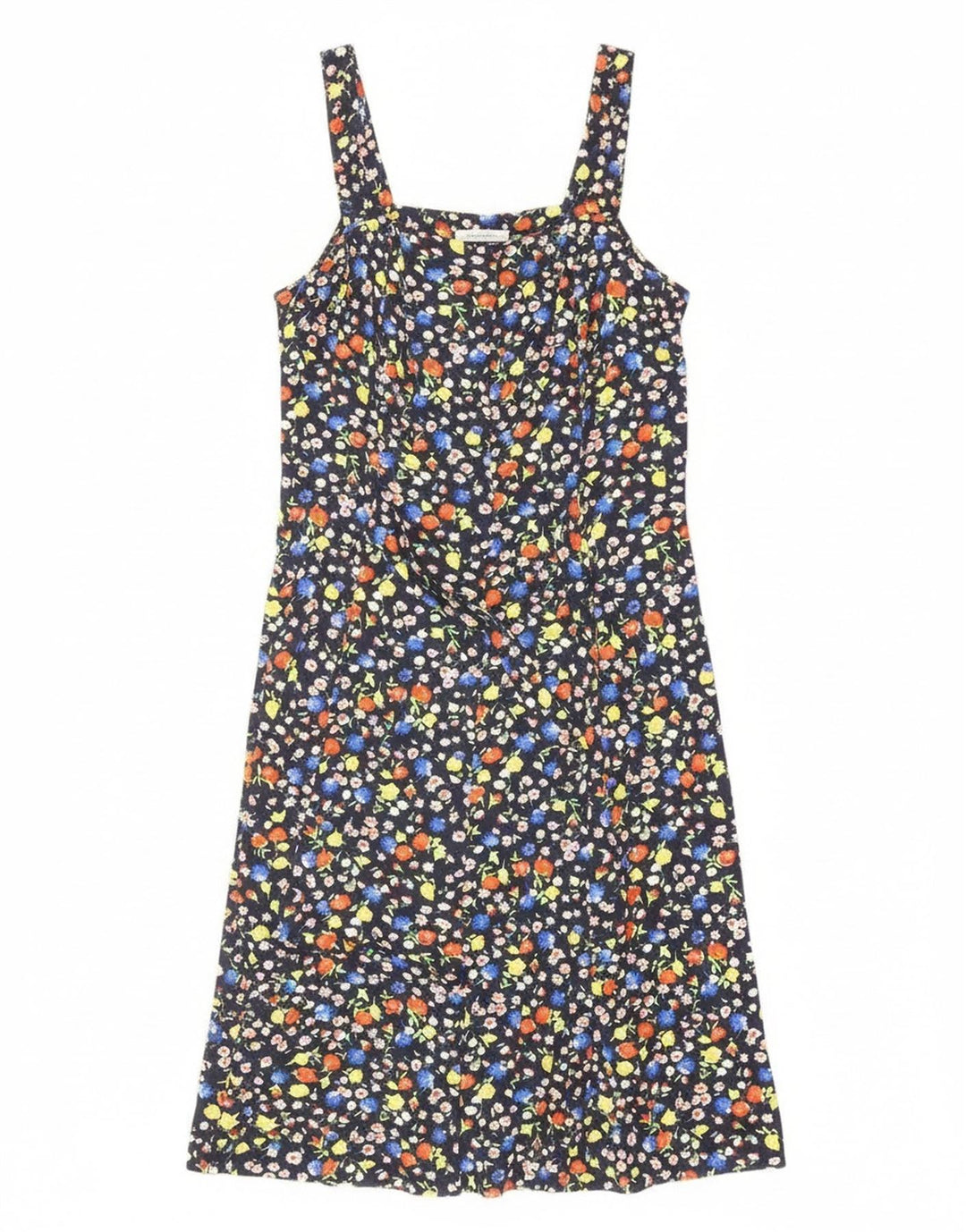 Vintage Damen Sonnenkleid UK 12 Medium Marineblau Blumen