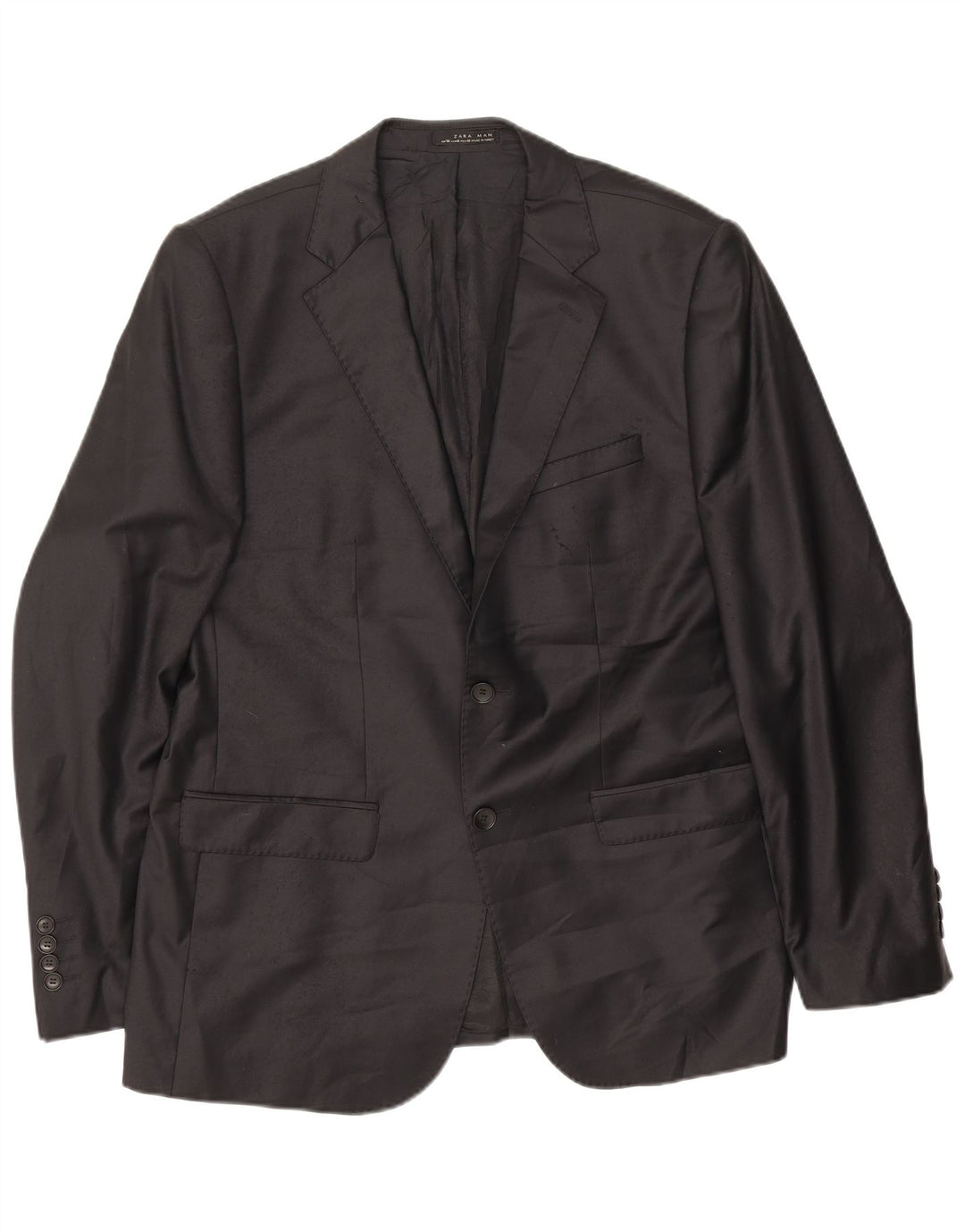 Zara Herren-Blazer mit 2 Knöpfen, EU 56, XL, schwarze Wolle