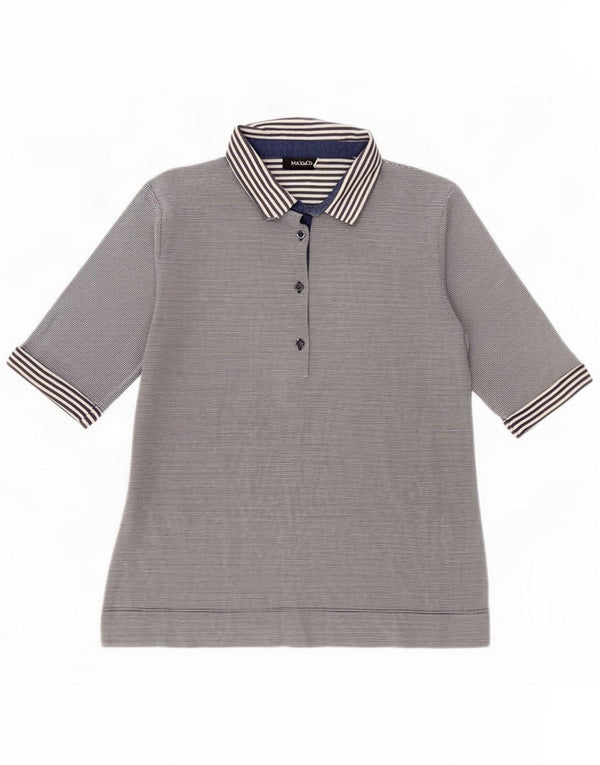 Max & Co. Damen Poloshirt UK 12 Mittel Marineblau Nadelstreifen