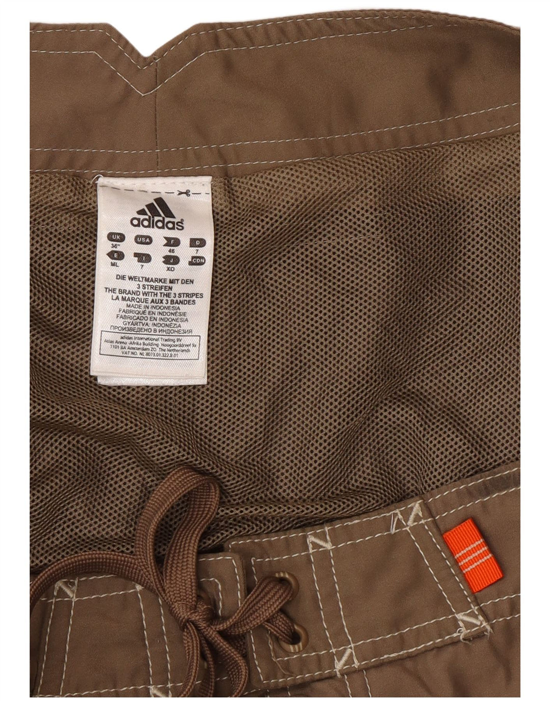 Adidas Herren-Badeshorts mit Grafik, groß, braunes Farbblock-Polyester