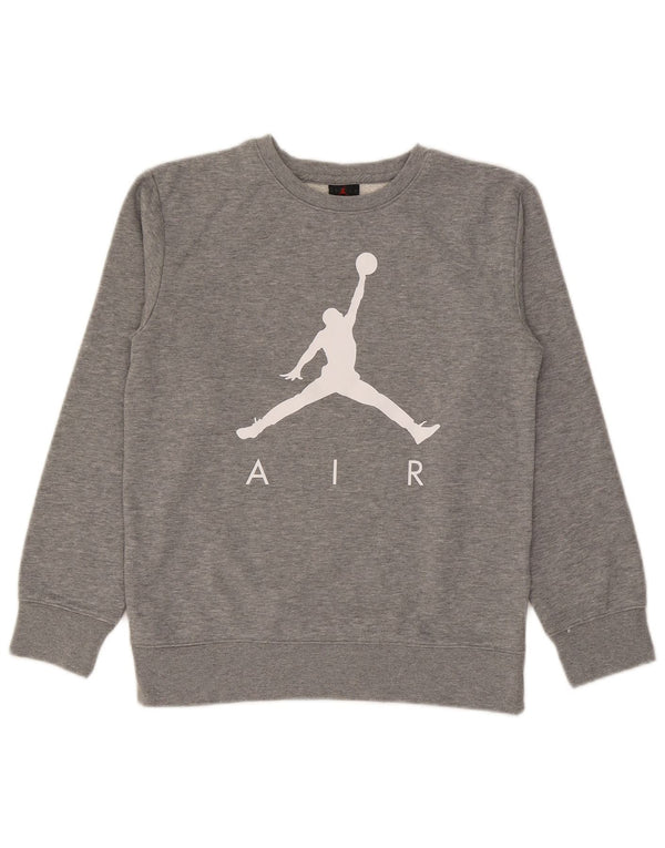 Jordan Boys Air Graphic Sweatshirt Pullover 12–13 Jahre große graue Baumwolle