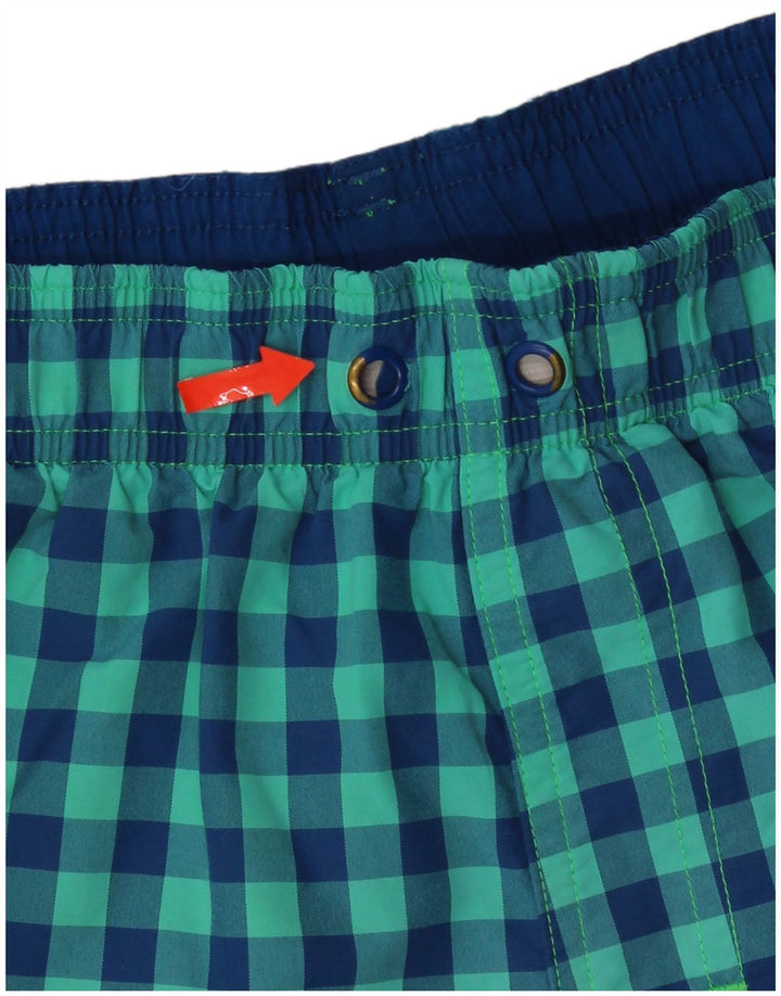 Adidas Herren-Badeshorts, groß, türkisfarbenes Gingham-Nylon