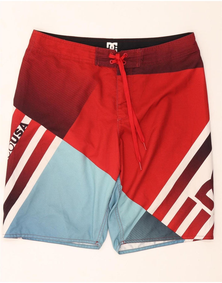 DC Herren-Badeshorts mit Grafik, Mittelrot, Farbblock