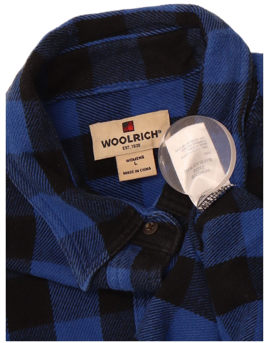 WOOLRICH Womens Flannel Shirt UK 16 Large Blue Check Cotton