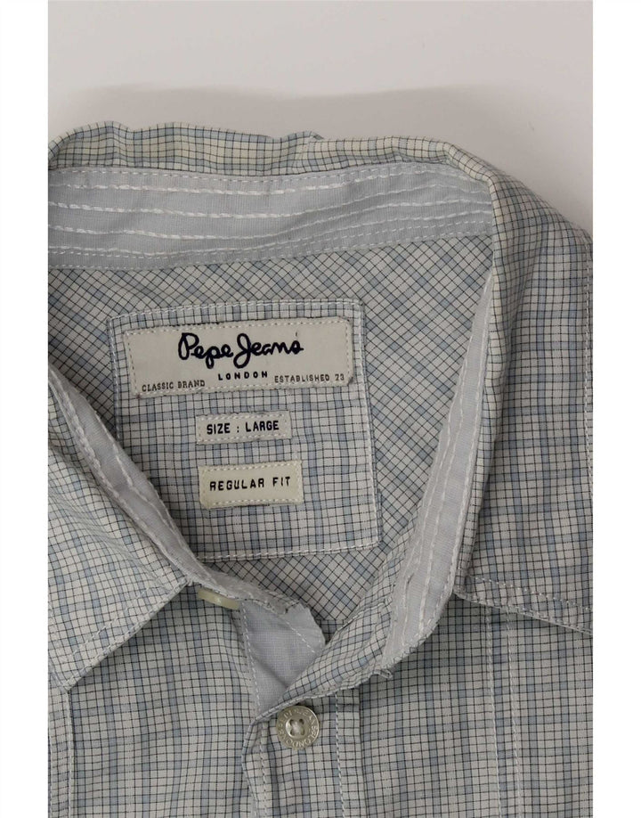 PEPE Jeans Herren-Hemd, kurzärmelig, normale Passform, groß, blau kariert