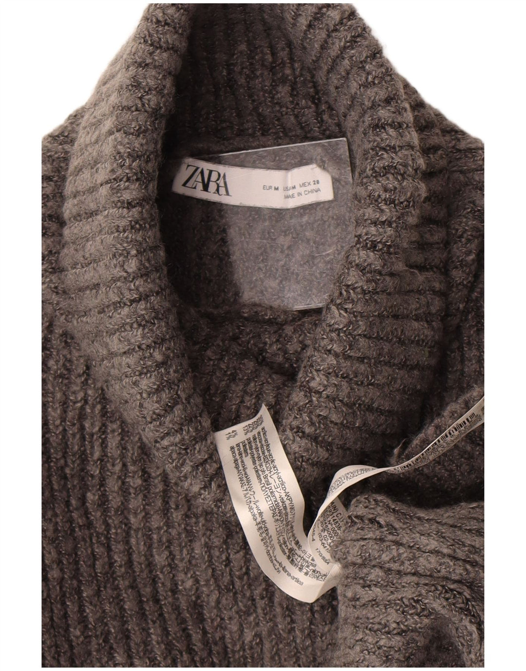 Zara Damen Crop Oversized Rollkragenpullover Pullover UK 14 Mittelgrau