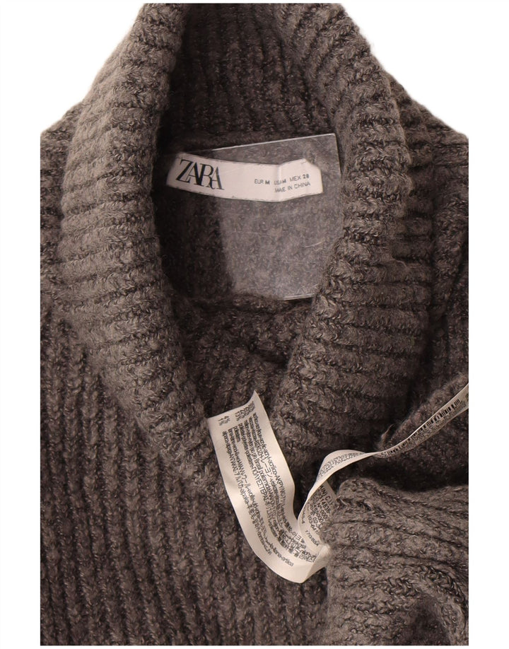 Zara Damen Crop Oversized Rollkragenpullover Pullover UK 14 Mittelgrau