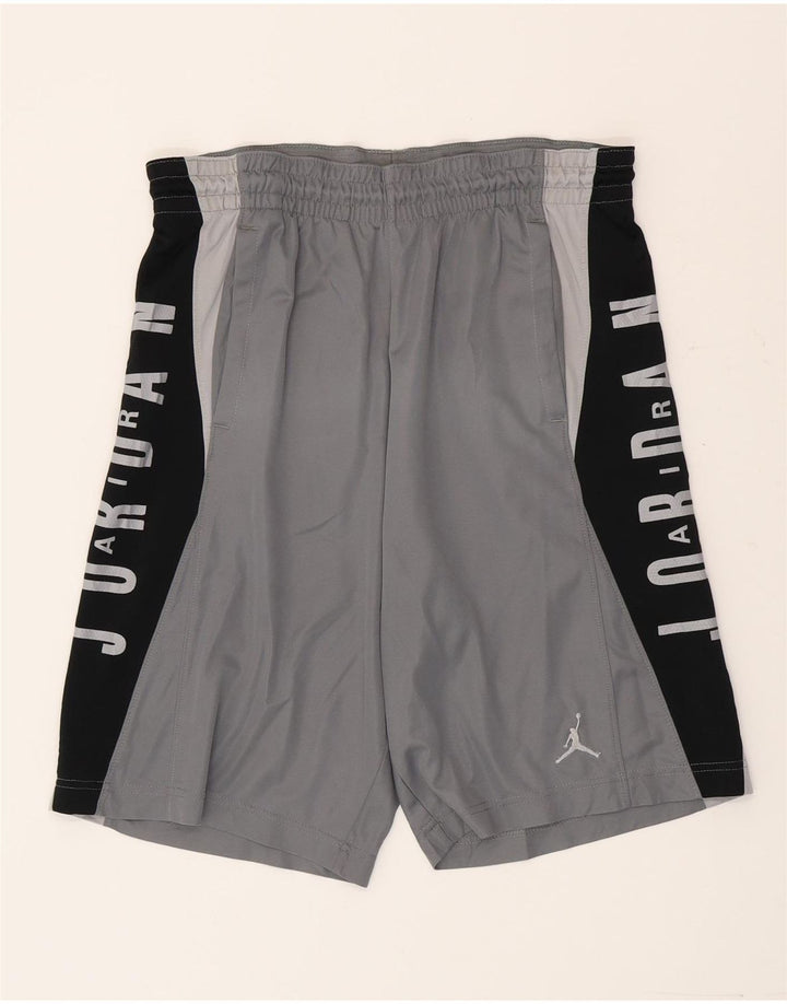 Jordan Herren-Sportshorts mit Dri-Fit-Grafik, Größe S, graues Farbblock-Polyester