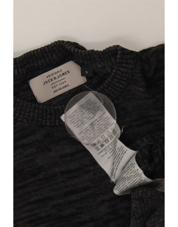 JACK & JONES Herren-Pullover mit Rundhalsausschnitt, Größe S, grau gefleckte Baumwolle