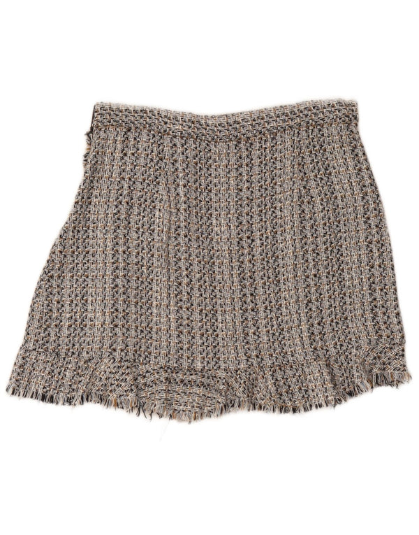 Zara Damen-A-Linien-Rock, Größe L, W30, grau gefleckte Baumwolle
