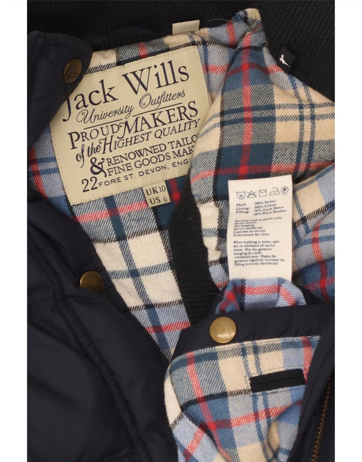 JACK WILLS Wattierte Damenweste UK 10 Small Marineblaues Nylon