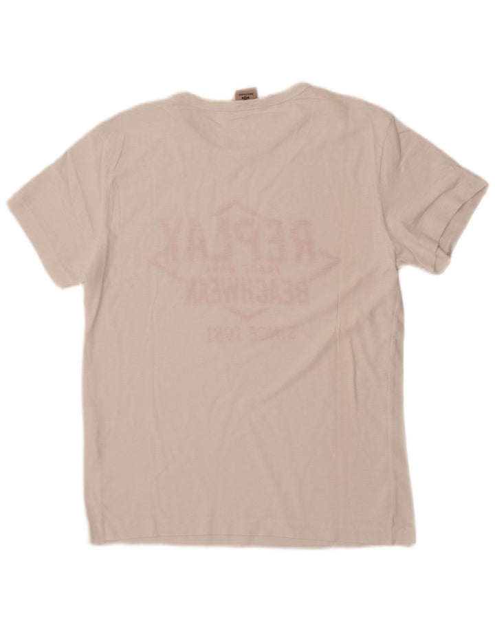 Replay Herren-T-Shirt mit Grafik, Größe S, Weiß