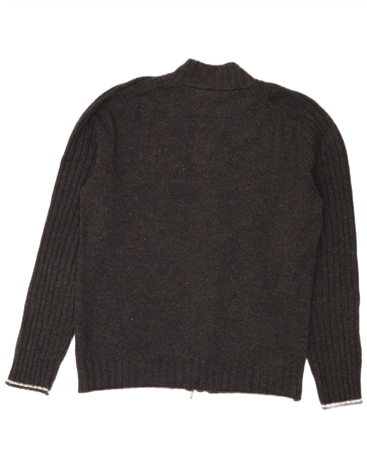 Harmont & Blaine Herren-Cardigan mit durchgehendem Reißverschluss, groß, graue Farbblock-Wolle