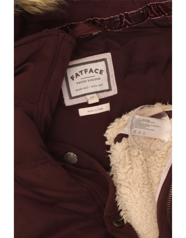 Fat Face wattierte Damen-Weste mit Kapuze, UK 10, Größe S, Burgunderrot, Polyester