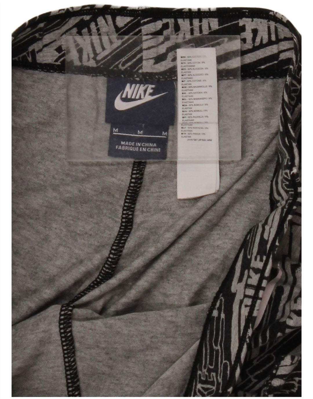 NIKE Womens Graphic Capri Leggings UK 12 Medium  Grey Cotton