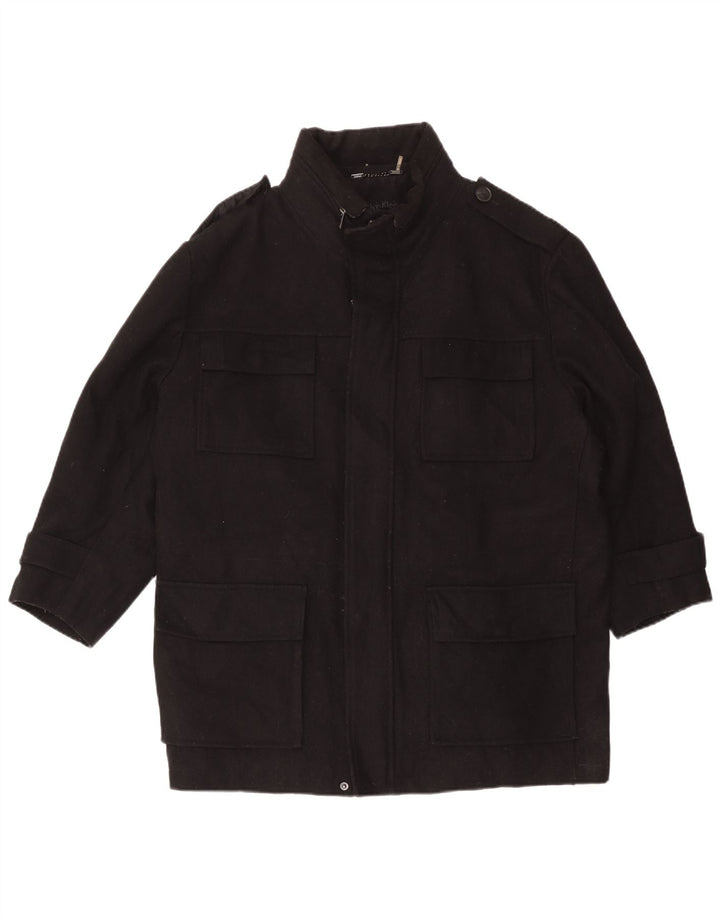 Calvin Klein Herren Militärjacke UK 42 XL Schwarze Wolle