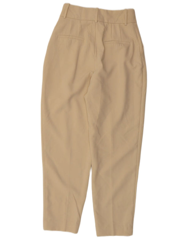 Zara Damen Tapered Chino-Hose, Größe S, W26, L27, Beige, Polyester