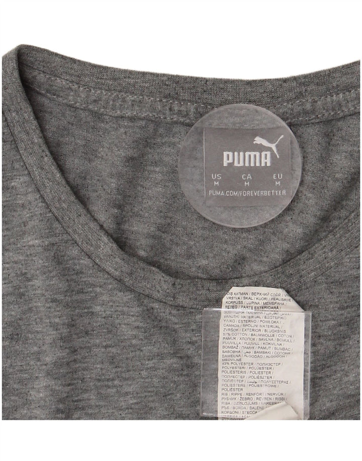 PUMA Herren Grafik-T-Shirt-Oberteil aus mittelgrau gefleckter Baumwolle