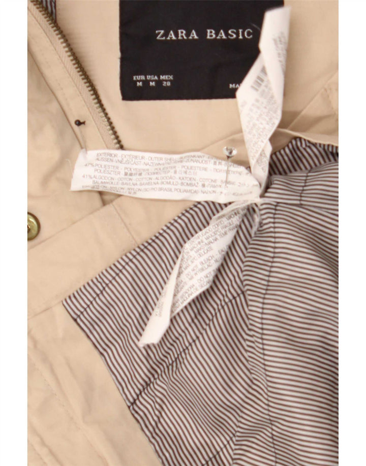 Zara Damen-Parka mit Kapuze, UK 14, mittelbeigefarbenes Polyester