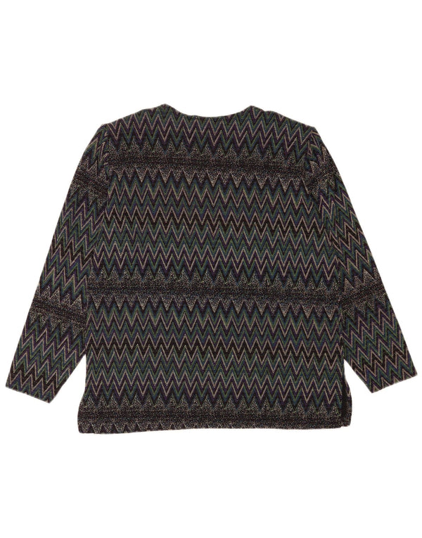 Vintage Damen LangarmBluse Top UK 16 Großes mehrfarbiges Chevron