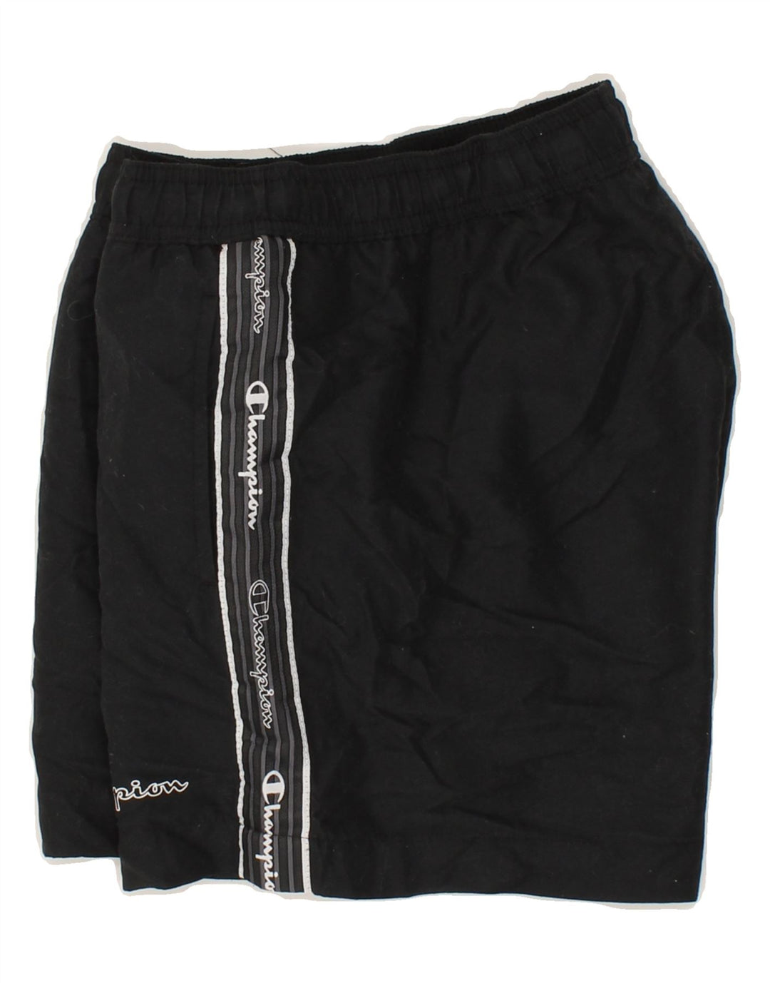 CHAMPION Womens Graphic Sport Shorts Medium Black Vintage Champion and Second-Hand Champion from Messina Hembry 