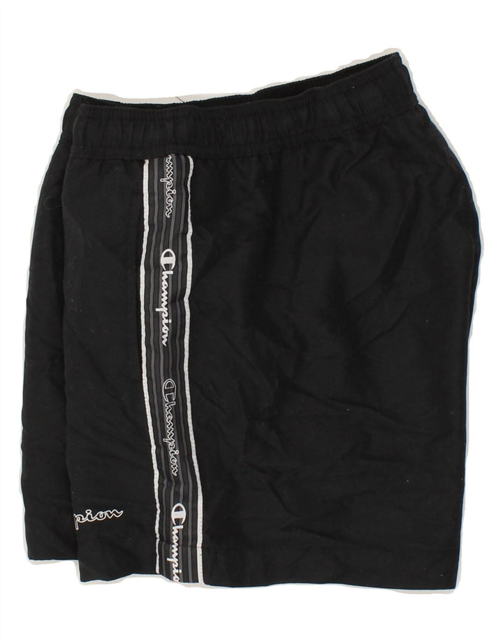 CHAMPION Womens Graphic Sport Shorts Medium Black Vintage Champion and Second-Hand Champion from Messina Hembry 