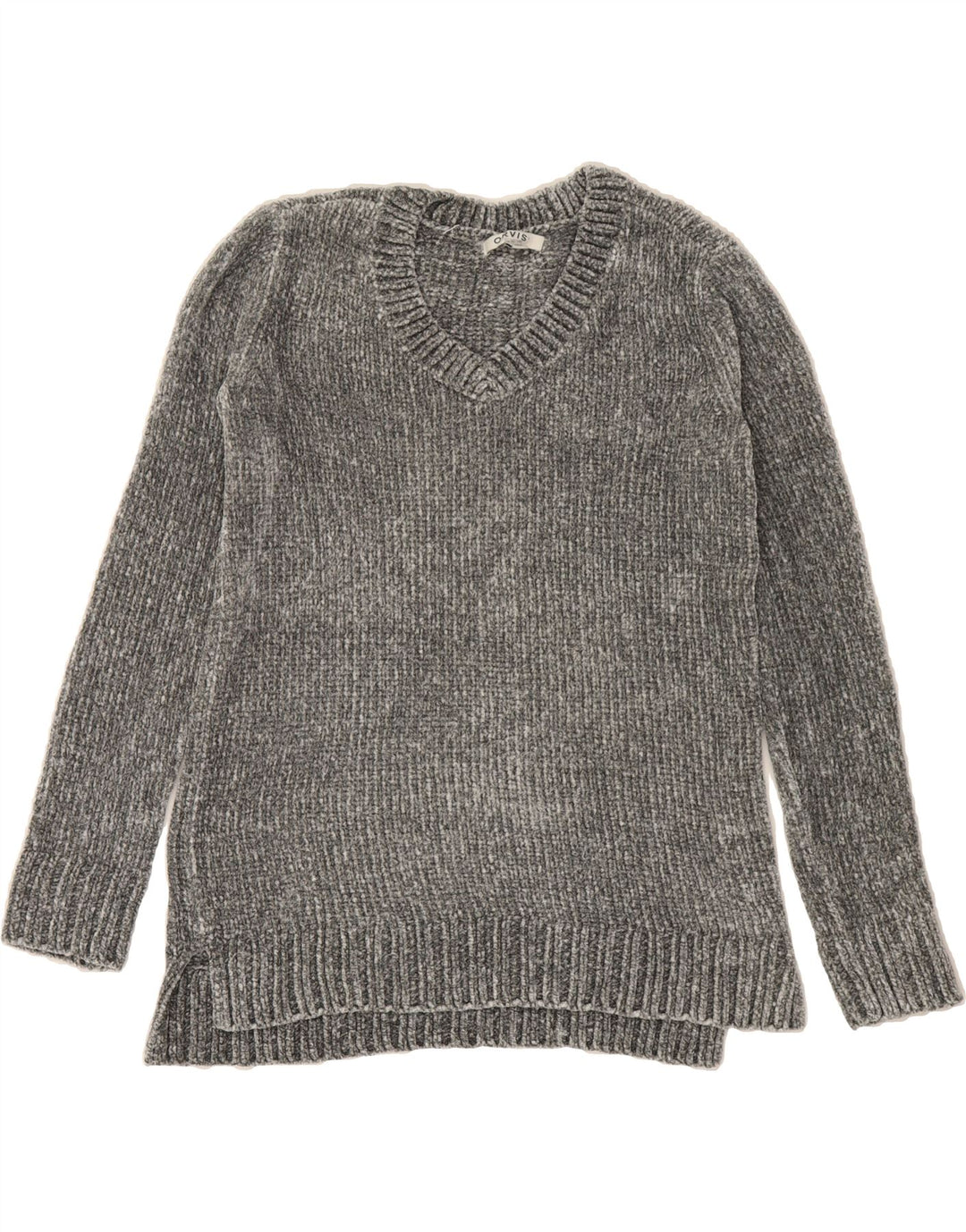 ORVIS Womens Oversized V-Neck Jumper Sweater UK 10 Small Grey Vintage Orvis and Second-Hand Orvis from Messina Hembry 