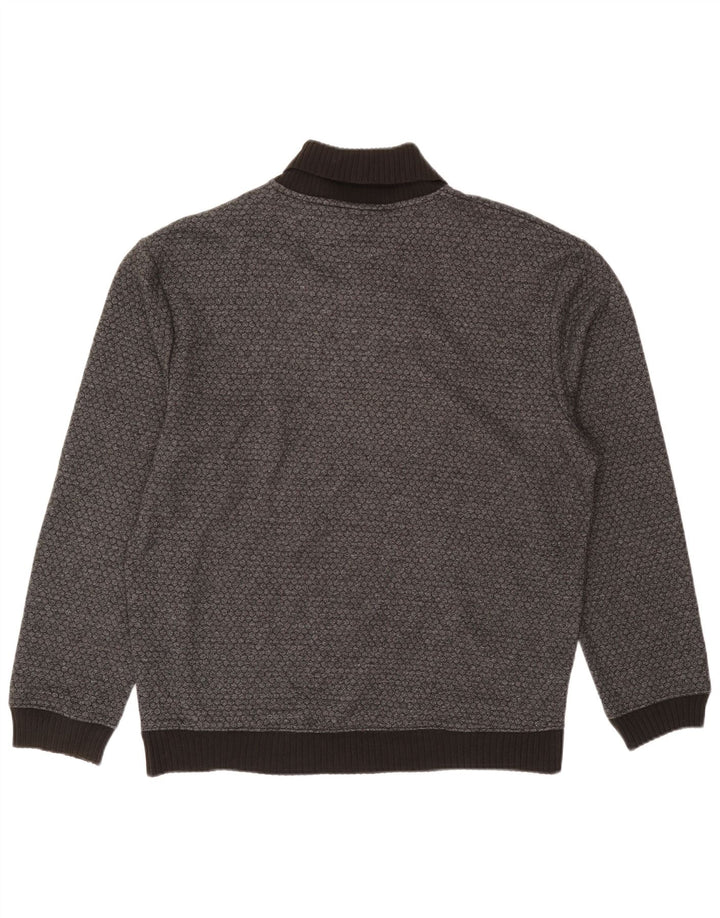 Zara Herren-Pullover mit Schalkragen, 2XL, grau gepunktete Baumwolle
