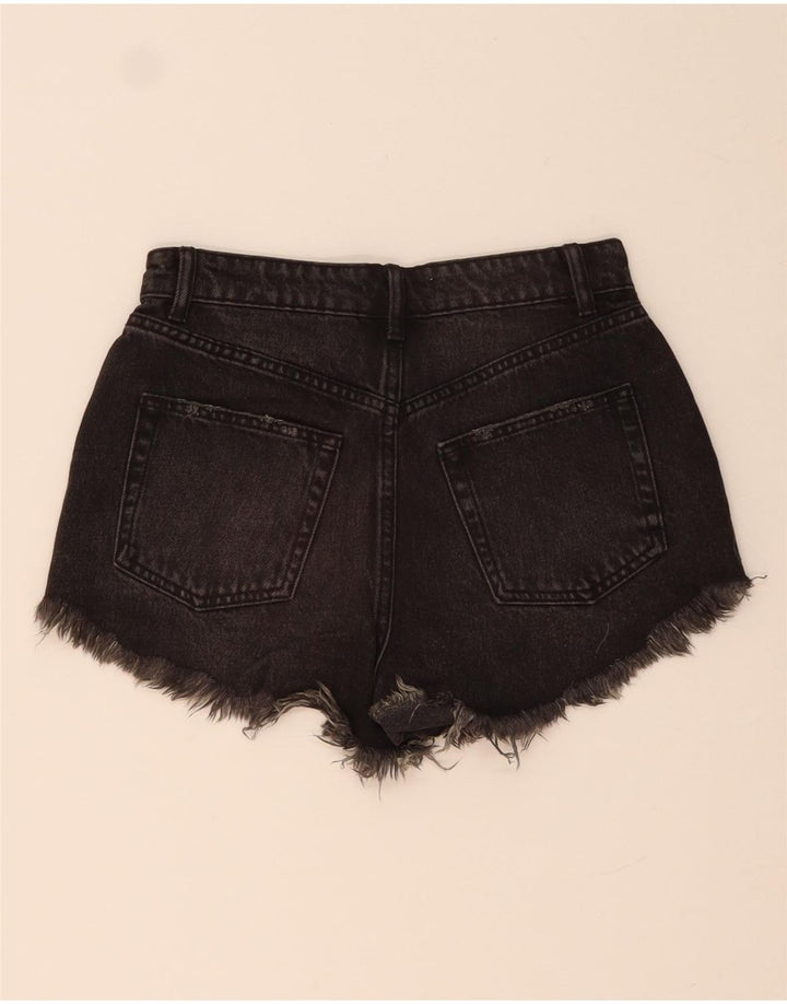 ZARA Damen Distressed Denim Shorts EU 34 2XS W24 Schwarz